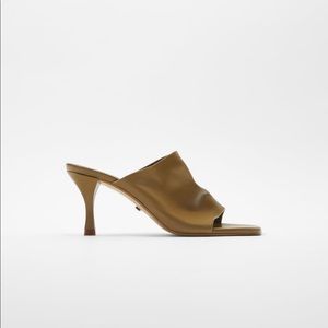 Zara leather square toe heel sandals size 8